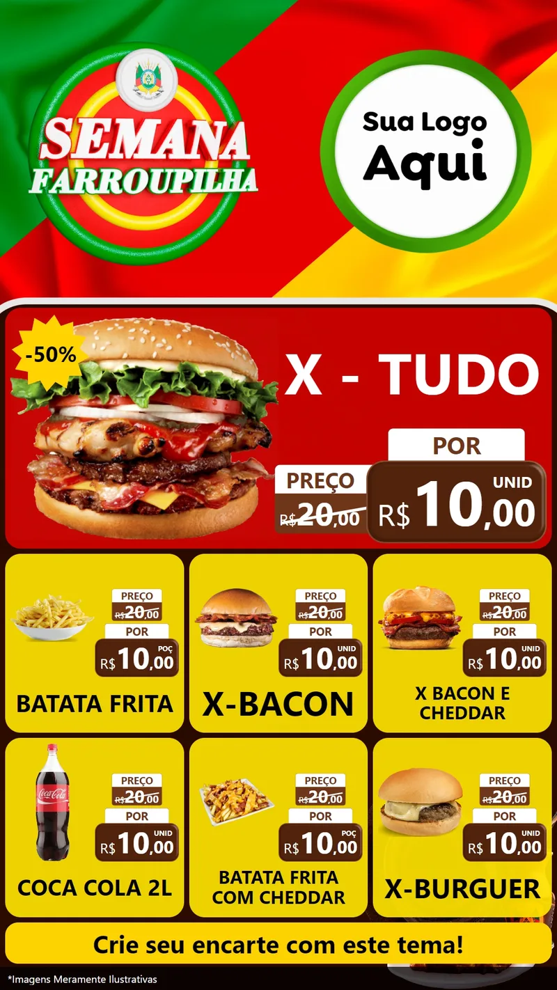 Modelo de Rede Social para Stories com o tema Semana Farroupilha para Hamburgueria