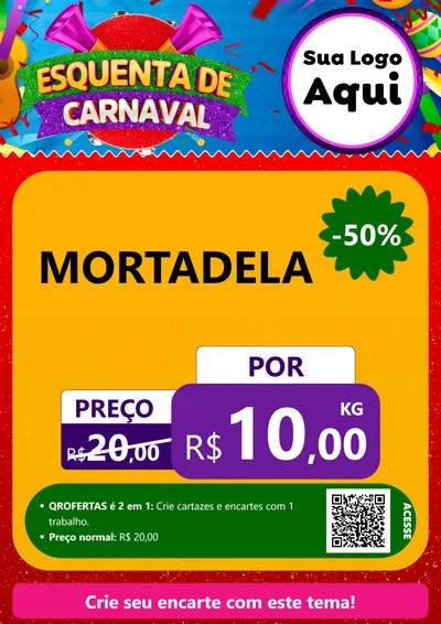 Modelo de Cartaz para Cartaz A4 Vertical com o tema Esquenta de Carnaval para Frios e Laticínios
