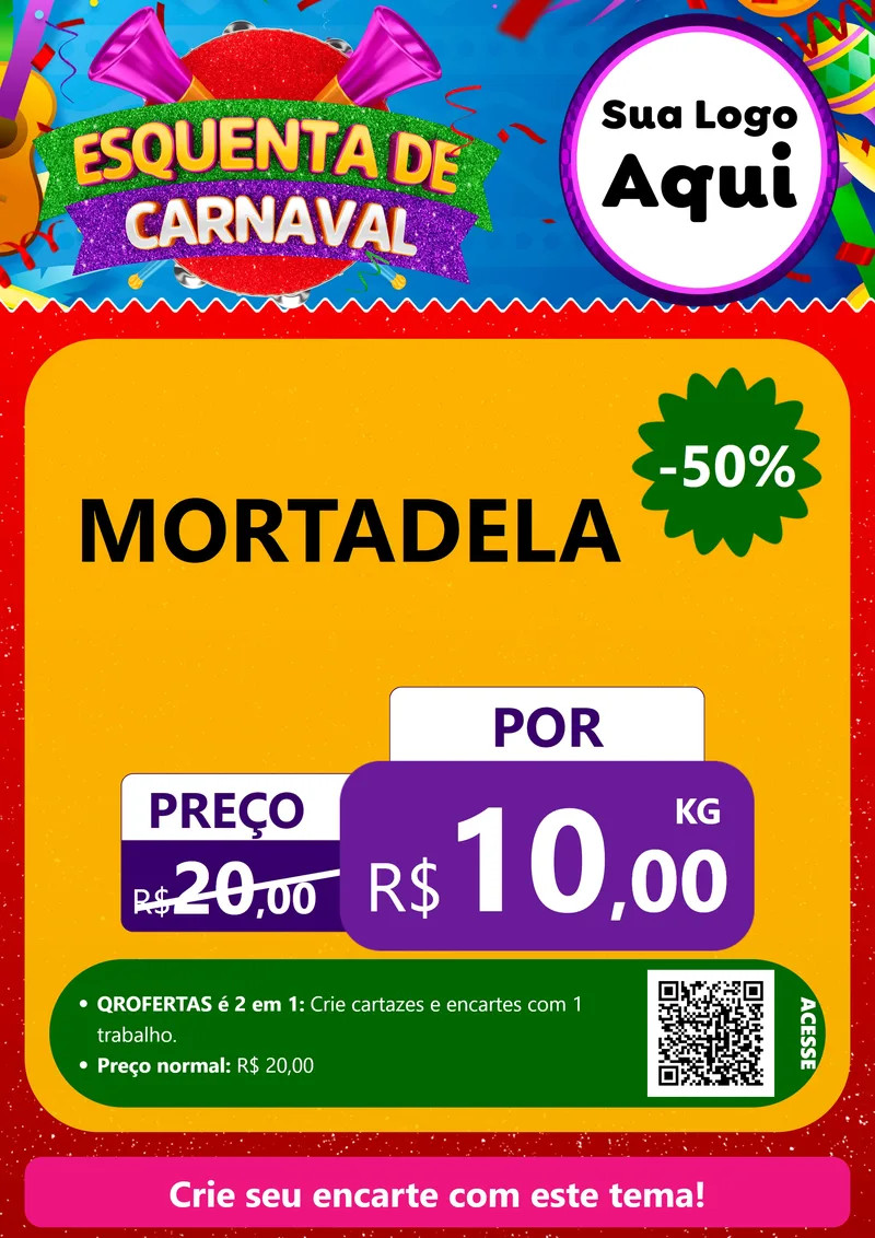 Modelo de Cartaz para Cartaz A4 Vertical com o tema Esquenta de Carnaval para Frios e Laticínios