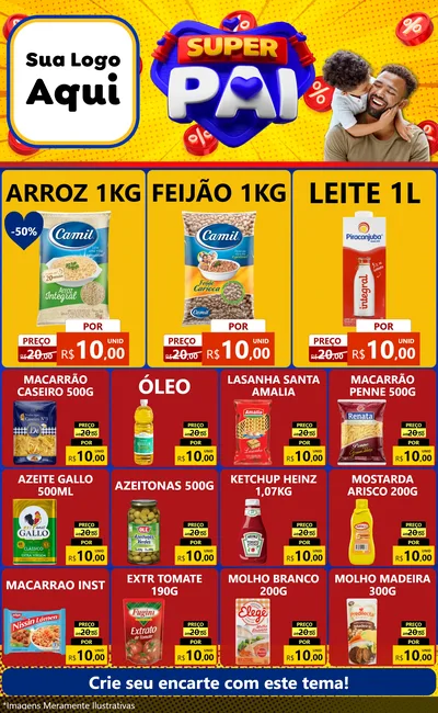 Modelo de Encarte para Encarte Grande com o tema Super Pai para Supermercado
