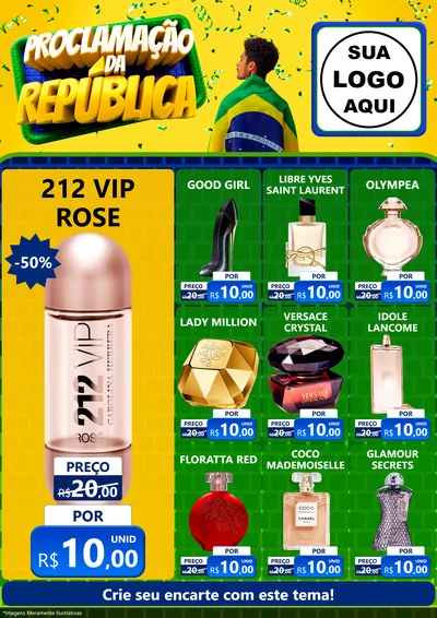 Modelo de Encarte para Encarte A4 Vertical com o tema Proclamação da República para Perfumes