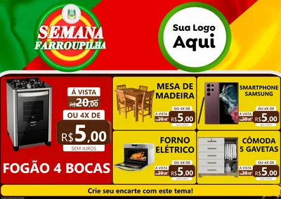 Modelo de Encarte para Encarte A4 Horizontal com o tema Semana Farroupilha para Móveis e Eletro