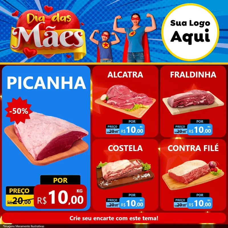 Modelo de Rede Social para Feed Facebook com o tema Dia das Mães para Açougue