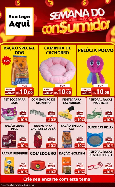 Modelo de Encarte para Encarte Grande com o tema Semana do Consumidor para Pet Shop
