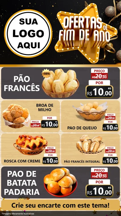 Modelo de TV para TV Vertical com o tema Ofertas de Fim de Ano para Padaria