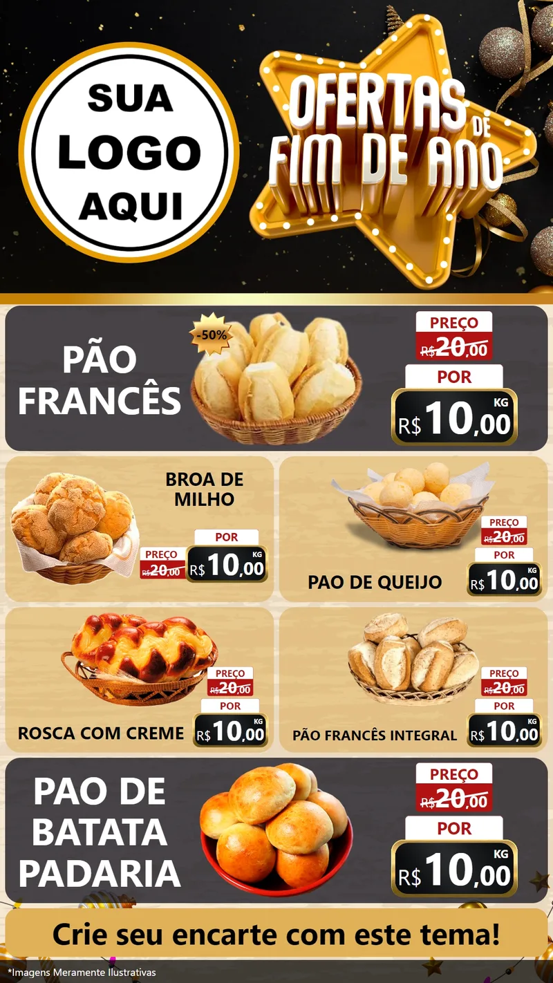 Modelo de TV para TV Vertical com o tema Ofertas de Fim de Ano para Padaria