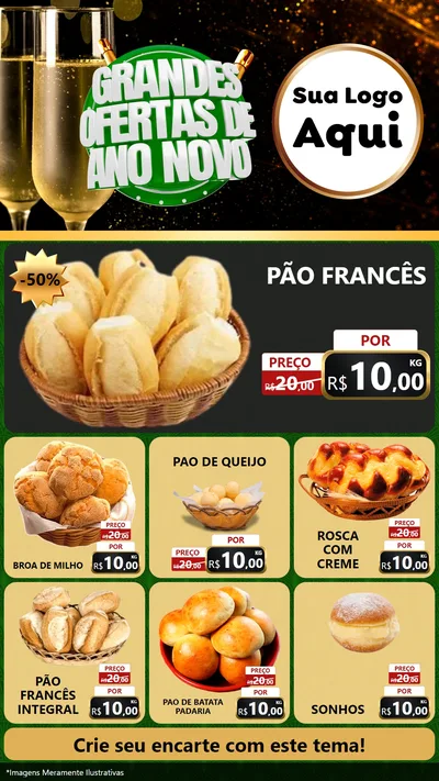 Modelo de Rede Social para Stories com o tema Grandes Ofertas de Ano Novo para Padaria