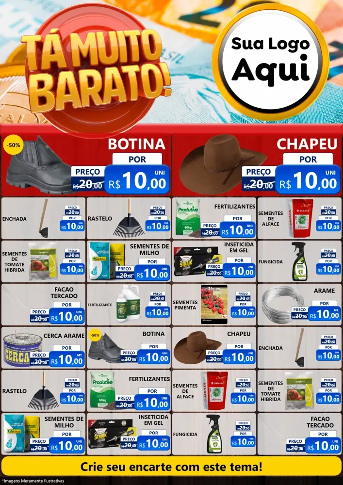 Modelo de Encarte para Encarte A4 Vertical com o tema Está Muito Barato para Agropecuária