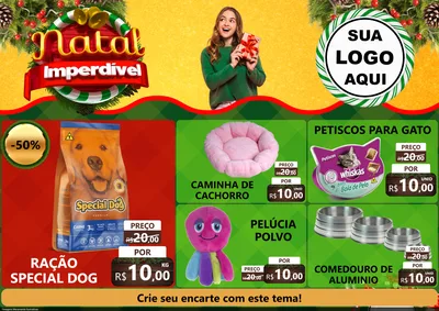 Modelo de Encarte para Encarte A4 Horizontal com o tema Natal Imperdível para Pet Shop