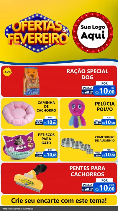 Modelo de TV para TV Vertical com o tema Ofertas de Fevereiro para Pet Shop