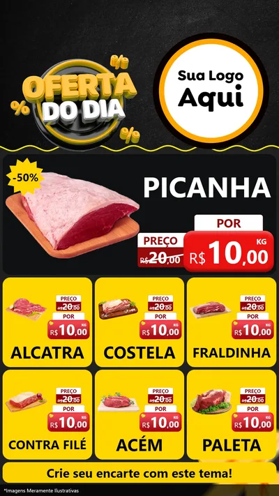Modelo de Rede Social para Stories com o tema Oferta Do Dia para Açougue