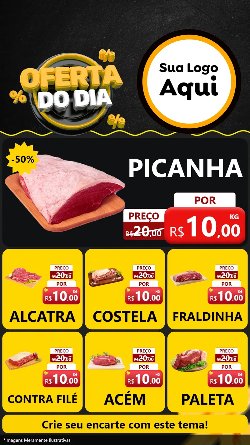 Modelo de Rede Social para Stories com o tema Oferta Do Dia para Açougue