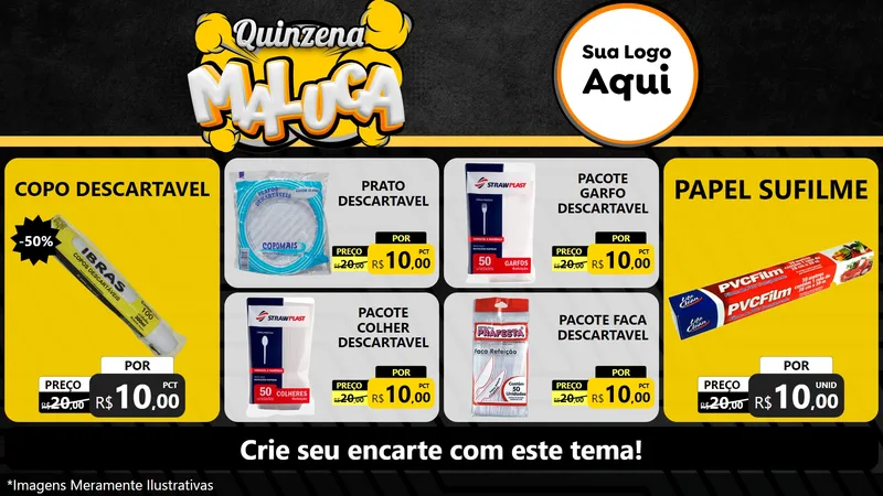 Modelo de TV para TV Horizontal com o tema Quinzena Maluca para Embalagens