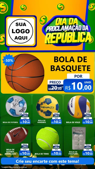 Modelo de Rede Social para Stories com o tema Dia Da Proclamação da República para Artigos Esportivos