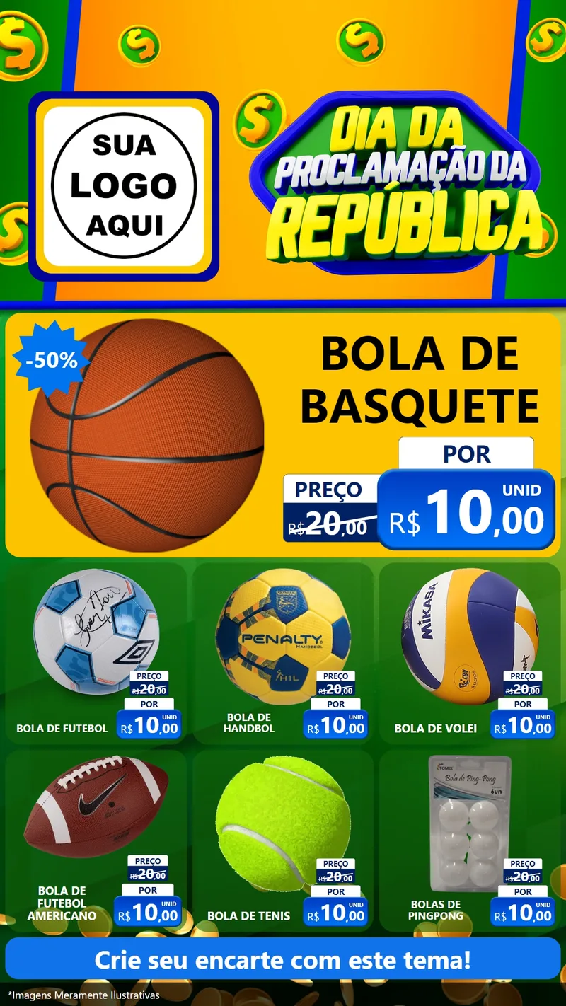 Modelo de Rede Social para Stories com o tema Dia Da Proclamação da República para Artigos Esportivos