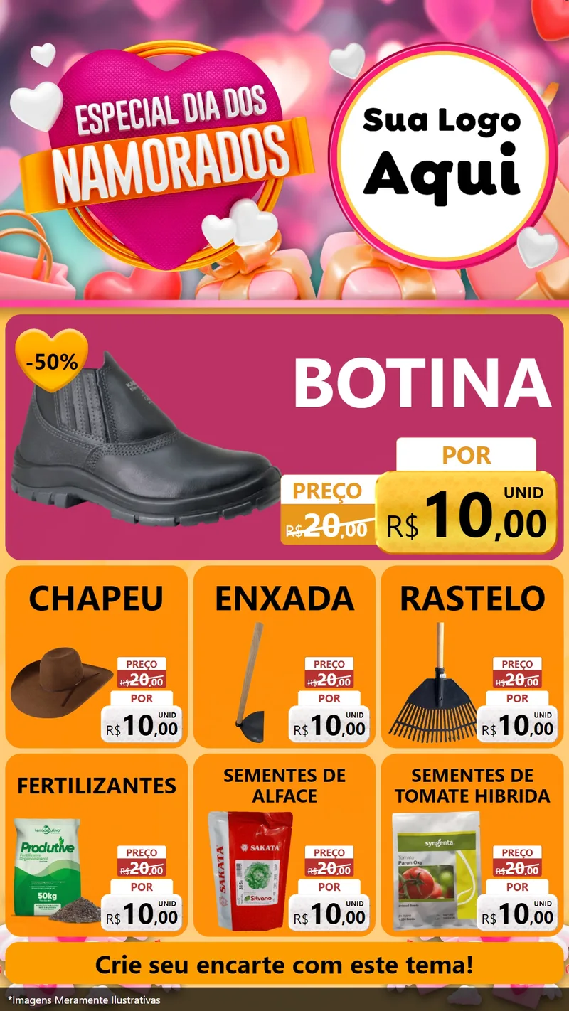 Modelo de Rede Social para Stories com o tema Especial Dia dos Namorados para Agropecuária