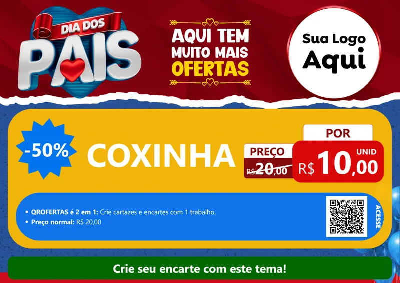 Modelo de Cartaz para Cartaz A4 Horizontal com o tema Dia dos Pais para Salgadaria