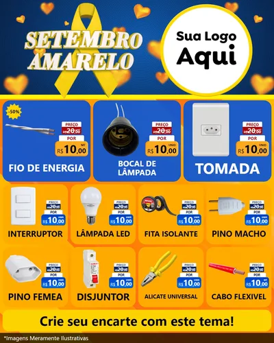 Modelo de Rede Social para Feed Instagram com o tema Setembro Amarelo para Materiais Elétricos
