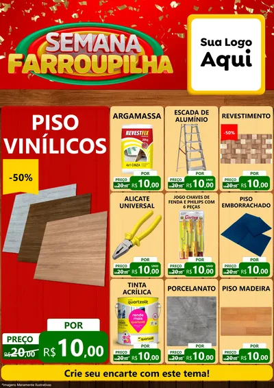 Modelo de Encarte para Encarte A4 Vertical com o tema Semana Farroupilha para Material para Construção