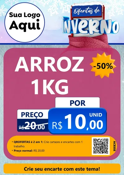 Modelo de Cartaz para Cartaz A4 Vertical com o tema Ofertas de Inverno para Supermercado