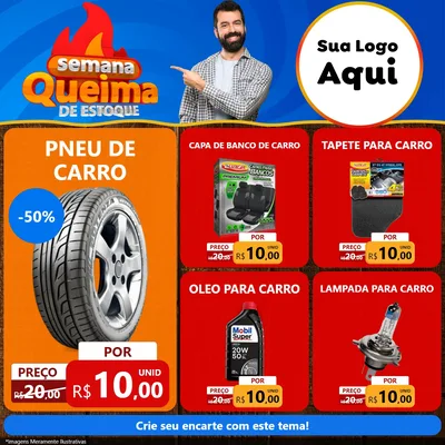 Modelo de Rede Social para Feed Facebook com o tema Semana Queima de Estoque para Auto peças