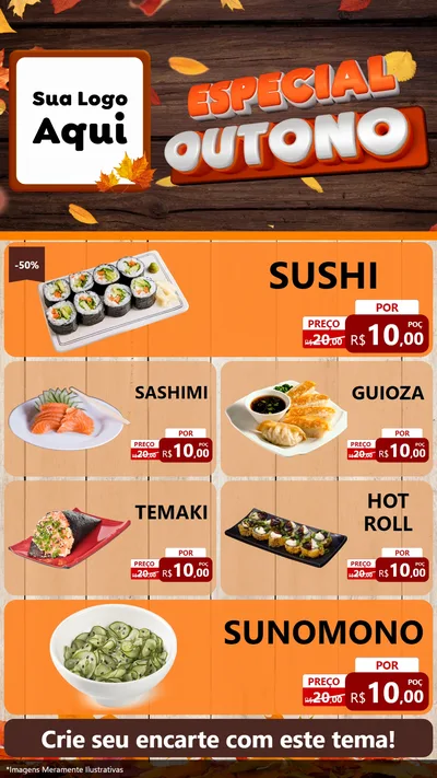Modelo de TV para TV Vertical com o tema Especial Outono para Comida japonesa