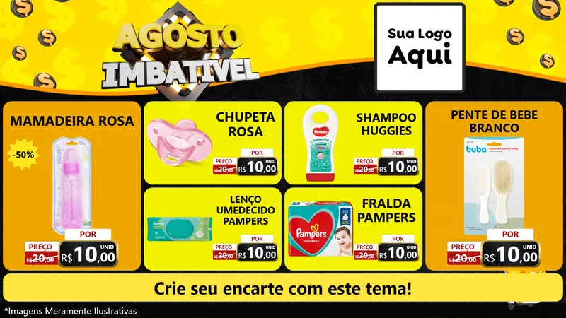 Modelo de TV para TV Horizontal com o tema Agosto Imbatível para Bebês