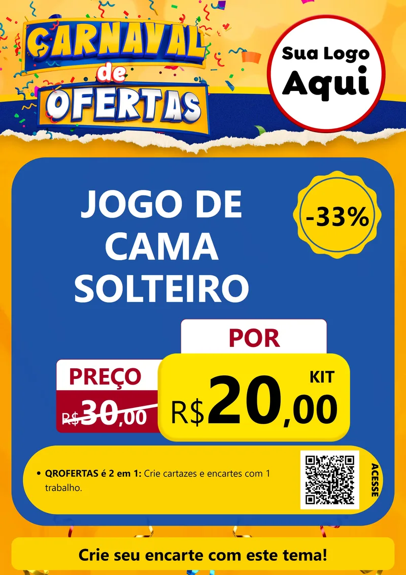 Modelo de Cartaz para Cartaz A4 Vertical com o tema Carnaval de Ofertas para Cama, Mesa e Banho