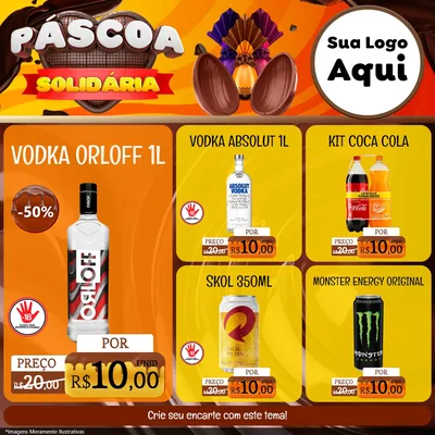 Modelo de Rede Social para Feed Facebook com o tema Páscoa Solidária para Distribuidora de bebidas