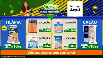 Modelo de TV para TV Horizontal com o tema Ofertas da Semana da Independência para Peixaria