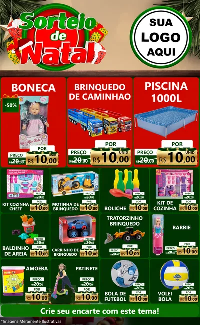Modelo de Encarte para Encarte Grande com o tema Sorteio de Natal para Brinquedos