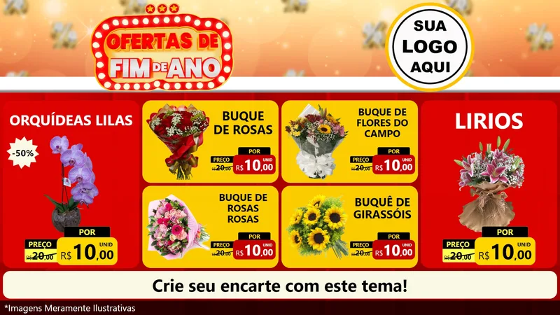 Modelo de TV para TV Horizontal com o tema Ofertas de Fim de Ano para Floricultura e jardim