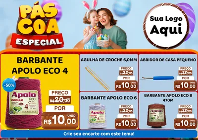 Modelo de Encarte para Encarte A4 Horizontal com o tema Páscoa Especial para Armarinho e Aviamentos