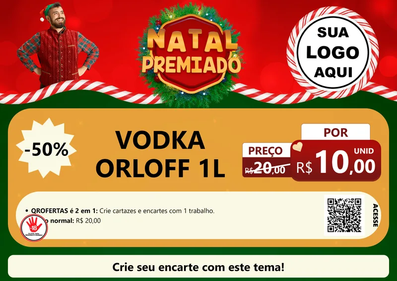 Modelo de Cartaz para Cartaz A4 Horizontal com o tema Natal Premiado para Distribuidora de bebidas