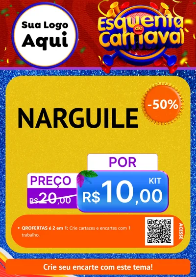 Modelo de Cartaz para Cartaz A4 Vertical com o tema Esquenta de Carnaval para Tabacaria
