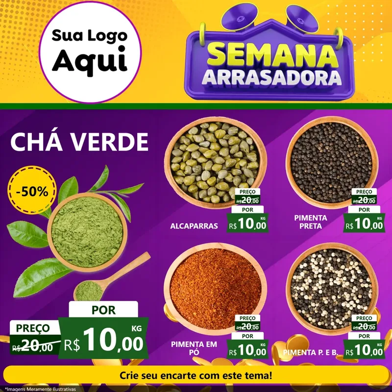 Modelo de Rede Social para Feed Facebook com o tema Semana Arrasadora para Produtos Naturais