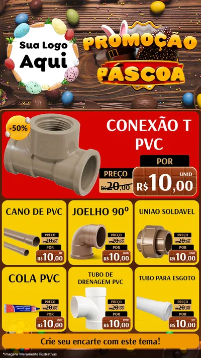 Modelo de Rede Social para Stories com o tema Promoção Páscoa para Tubos e conexões