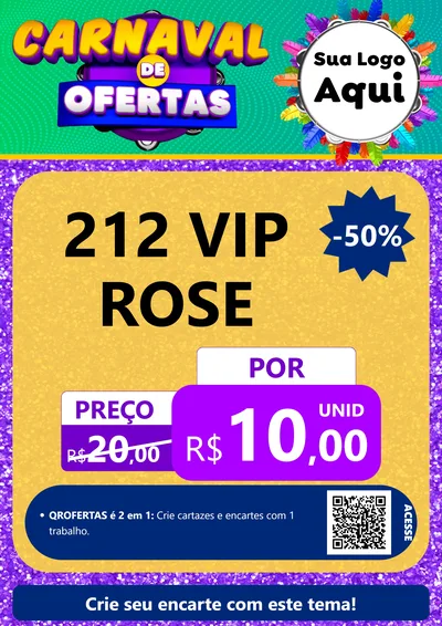 Modelo de Cartaz para Cartaz A4 Vertical com o tema Carnaval de Ofertas para Perfumes