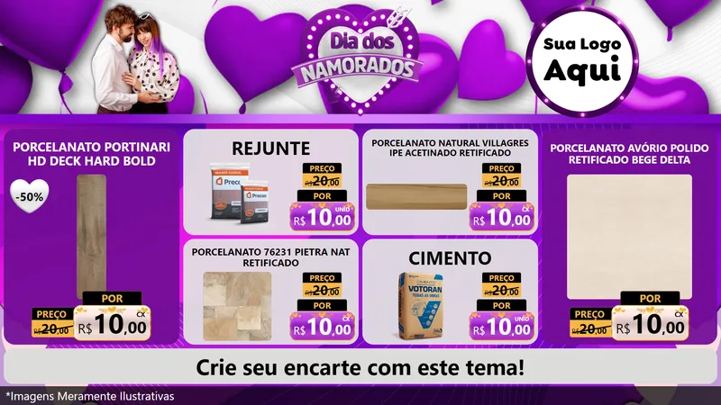 Modelo de TV para TV Horizontal com o tema Dia dos Namorados para Pisos e revestimentos