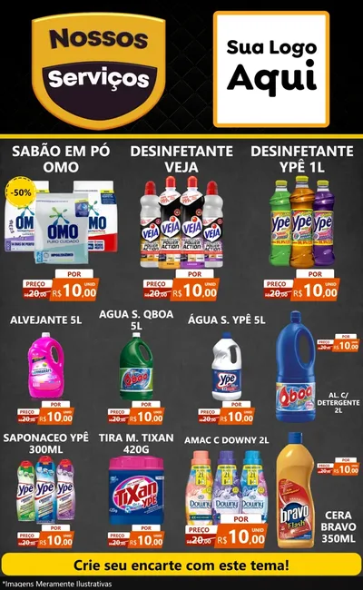 Modelo de Encarte para Encarte Grande com o tema Nossos Serviços para Produtos de Limpeza