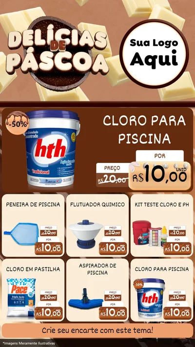 Modelo de Rede Social para Stories com o tema Delícias de Páscoa para Produtos para Piscina