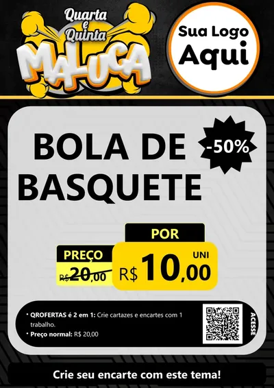 Modelo de Cartaz para Cartaz A4 Vertical com o tema Quarta e Quinta Maluca para Artigos Esportivos