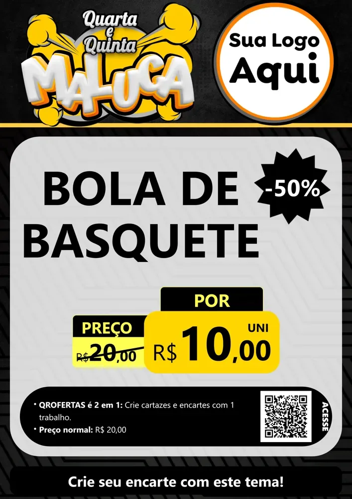 Modelo de Cartaz para Cartaz A4 Vertical com o tema Quarta e Quinta Maluca para Artigos Esportivos