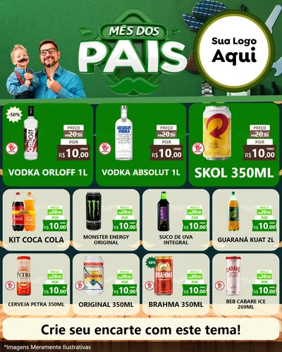 Modelo de Rede Social para Feed Instagram com o tema Mês dos Pais para Distribuidora de bebidas