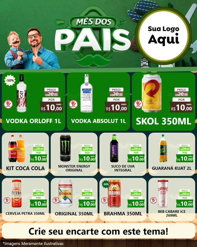 Modelo de Rede Social para Feed Instagram com o tema Mês dos Pais para Distribuidora de bebidas