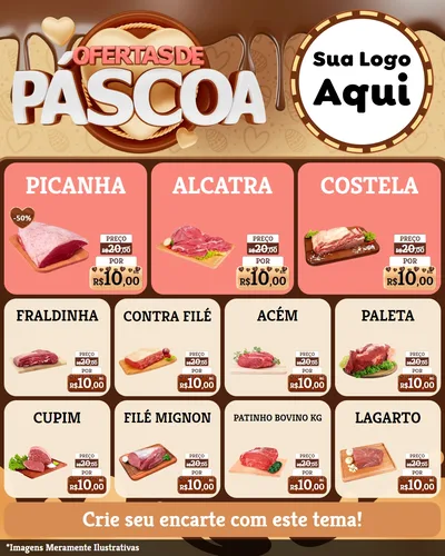 Modelo de Rede Social para Feed Instagram com o tema Ofertas de Páscoa para Açougue