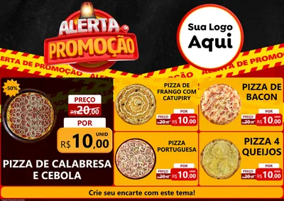 Modelo de Encarte para Encarte A4 Horizontal com o tema Alerta de Promoção para Pizzaria