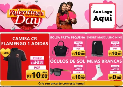 Modelo de Encarte para Encarte A4 Horizontal com o tema Valentine's Day para Roupas e acessórios