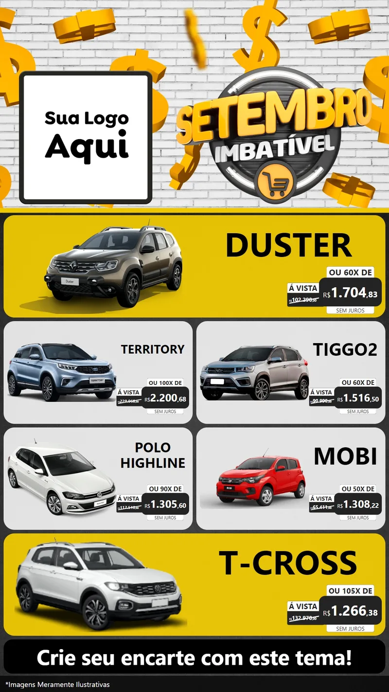 Modelo de TV para TV Vertical com o tema Setembro Imbatível para Concessionaria de Carros