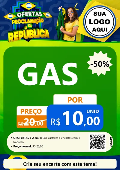 Modelo de Cartaz para Cartaz A4 Vertical com o tema Ofertas Proclamação da República para Água e gás